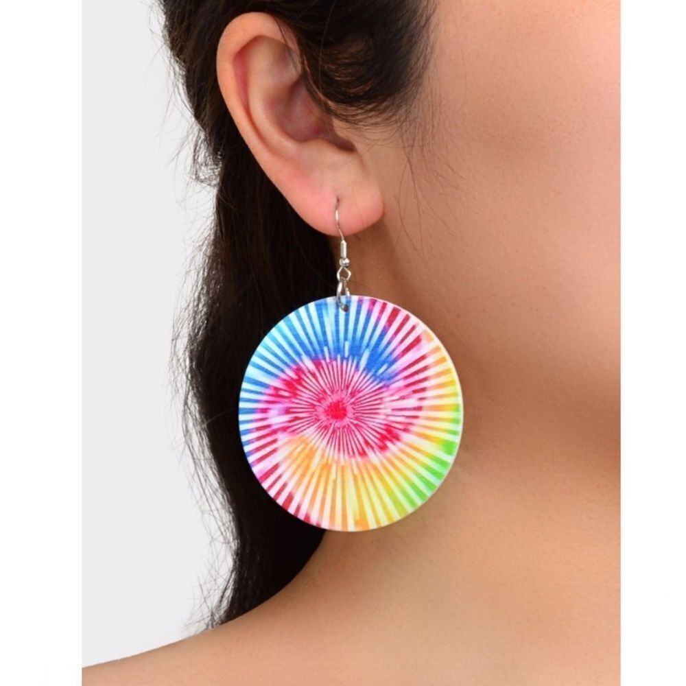 Rainbow Tie Dye Drop Earrings